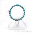 Women 2016 Natural 24 Round Beads Turquoise Gemstone 8 Alloy Bracelet